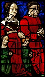 Window depicting donors Duke Jean II de Bourbon and his wife Catherine