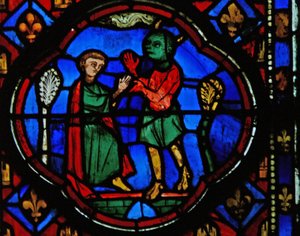 Window Ew-R depicting Theophilus with a devil by French School