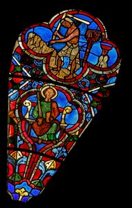 Window depicting an Apostle and the Labours of the Months: August by French School