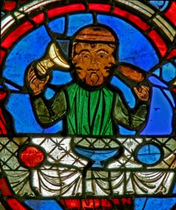 Window depicting the Labours of the Months: January by French School