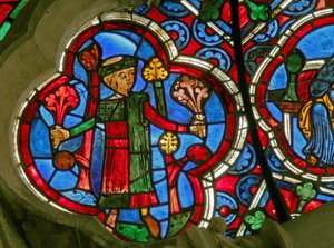 Window depicting the Labours of the Months: April by French School