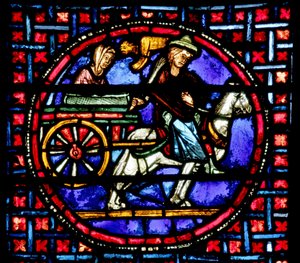 Window depicting Julienne moving the relics of St. Stephen to Constantinople by French School