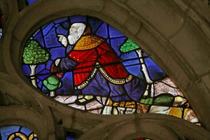 Window depicting Noah listening to God