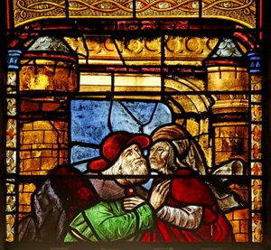 Window depicting Saint Anne and Joachim at the Golden Gate
