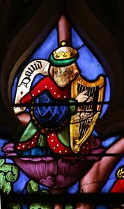 Window depicting Tree of Jesse: David with Harp by French School