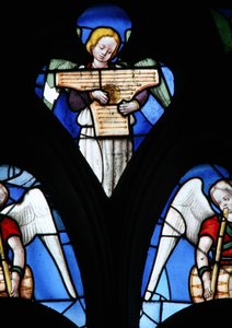 Window depicting a Musical Angel by French School
