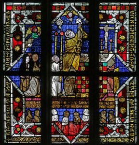 Window Depicting a Priest Elevating the Host and the Souls in Purgatory by French School