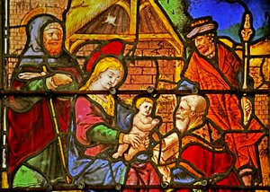 Window depicting the Nativity and Adoration of Shepherds