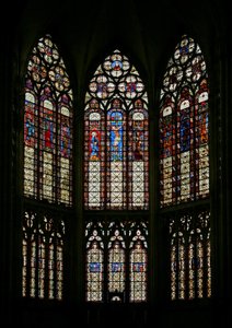 Window depicting the east end clerestory with band windows by French School