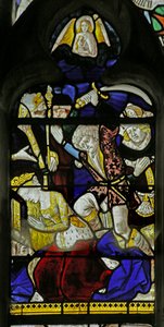 Window depicting the execution of St Catherine by French School