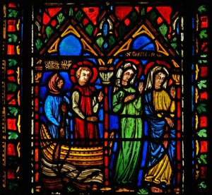 Window n1-C depicting a scene from the life of St Mary Magdalene - she arrives at Marseilles by French School