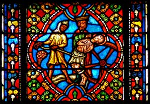 Window n3 depicting scenes from the life of St. George: tortured on the wheel