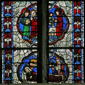 Window depicting the Nativity and the Presentation in the Temple by French School