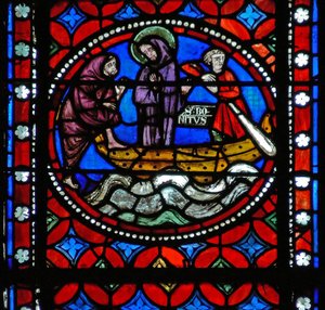 Window s1-R depicting a scene from St Bonnet