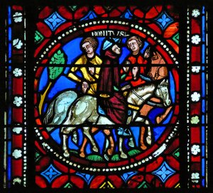Window s1-R depicting a scene from St Bonnet