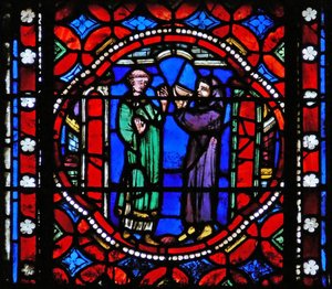 Window s1-R depicting a scene from St Bonnet