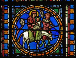 Window s2-C depicting the Flight into Egypt by French School