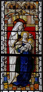 Window s3 depicting St Anne with the Virgin and Child by French School