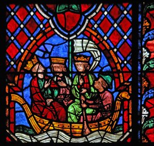 Window depicting the Magi depart from the Nativity by French School