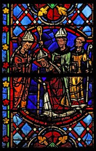 Window depicting St Martin with bishops and clerics by French School