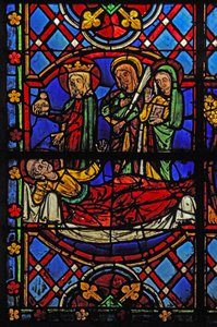 Window depicting St Martin with the Virgin Mary, St Agnes and St Thecla by French School