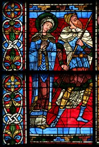 Window depicting the Virgin Mary and centurion Longinius by French School
