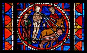 Window depicting the martyrdom of St Lucy by French School