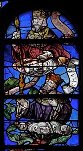 Window depicting King Manasses and King Acham on the Tree of Jesse by French School