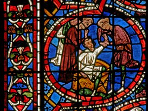 Window depicting Joseph is extracted from the pit by French School