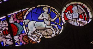 Window w114 depicting the Zodiac sign Sagittarius by French School