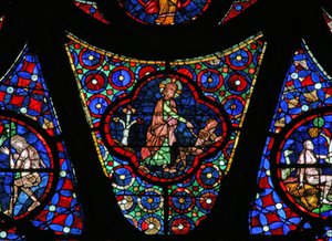 Window w115 depicting the Creation of Adam by French School