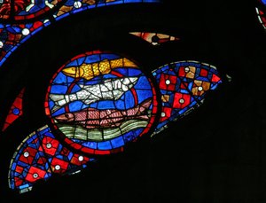 Window w115 depicting the Creation of fish by French School