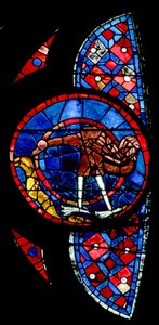 Window w115 depicting the Creation of the birds - an unusual bird by French School