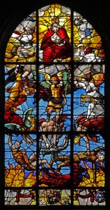 Window depicting St Michael and the rebel angels by French School