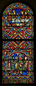 Window depicting Given to the church in the 19th century these two panels date from the early 13th century and are the oldest glass in Chalons