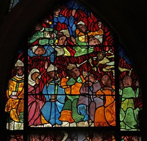 Window w16 depicting a scene from the Last Judgement: the Damned by French School