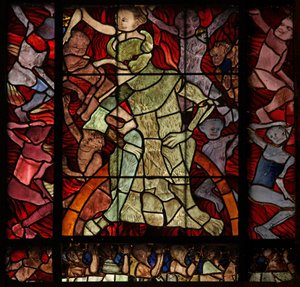 Window w16 depicting a scene from the Last Judgement: the Damned by French School