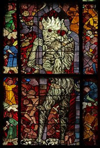 Window w16 depicting a scene from the Last Judgement: the Devil attends