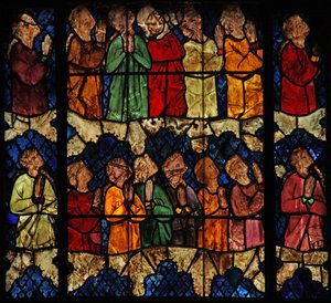 Window w16 depicting a scene from the Last Judgement: the Elect by French School