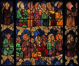 Window w16 depicting a scene from the Last Judgement: the Elect by French School