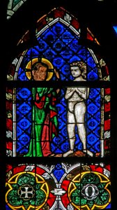 Window w17 depicting the Creation of Adam by French School