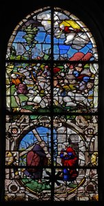 Window depicting the Conversion of St Paul: Quo Vadis: St Peter meets Christ outside Rome by French School