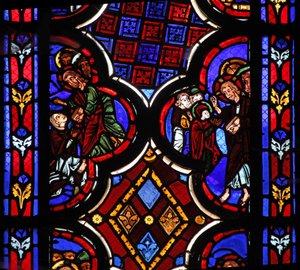 Window w1 depicting Christ saying I am the Resurrection and the Life by French School