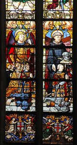 Window depicting St Michael and St Guillaume with Montmorency donors by French School