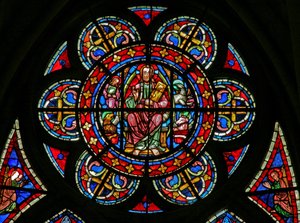 A rosette: Christ surrounded by Evangelist symbols by French School