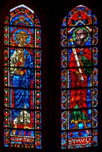 Window w202 depicting St Peter and St Paul by French School