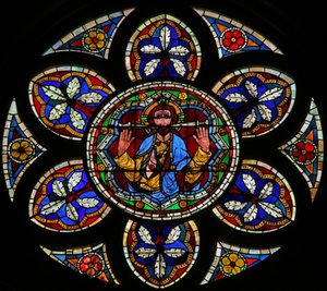 Window w205 depicting Christ of the Last Judgement by French School