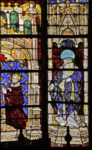 Window depicting St Denis with the donor Charles VI by French School