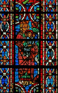 Window depicting a Tree Bends Towards St Helen as an Infant to Give Her Its Fruit