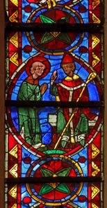Window w213 depicting St Stephen is sent by his bishop by French School